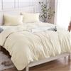 Cotopuro Copripiumino Matrimoniale 100% Cotone 260x240 (2 Federe 50x80), Set Copripiumino in Premium Cotone 150GSM OEKO-TEX, Morbida, Traspirante, Ipoallergenica - Beige Chiaro