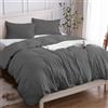 Cotopuro Copripiumino Matrimoniale 100% Cotone 260x240 (2 Federe 50x80), Set Copripiumino in Premium Cotone 150GSM OEKO-TEX, Morbida, Traspirante, Ipoallergenica - Grigio Chiaro