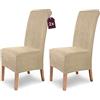 sh SCHEFFLER-HOME LIVE HOMESTYLE SCHEFFLER-Home Coprisedie Leon/Set di 2 Copri Sedie da Pranzo Elastici/Sedie da Pranzo/Coprisedie Elasticizzato Scamosciato con Fascia Elastica/Coprisedie Eleganti, Beige-Pietra