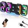 Zaxiva Sveglia Digitale, 3D Orologio da Parete Digitale con Modalità Snooze, Orologio da Tavolo digitale con Telecomando, RGB 14 Colori, 12/24h, 4 Livelli di Luminosità per Comodino Camera Ufficio