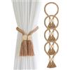 Ausing Confezione da 4 supporti magnetici per tende boho con perline di legno, nappe, per balcone, ufficio, caffè, cubi