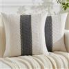 Jayusaror Federe Cuscini Divano 40 x 40 Grigio Boho Macramè Cotone e Lino Autunno Copricuscini Decorativo Moderno Elegante Quadrate Federa Cuscin per Soggiorno Camera Giardino Esterno 2 Pezzi