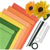 HanCheng Set di 6 rotoli di carta crespa colorata, 25 x 200 cm, colore giallo sfumato con 15 fili di fiori, nastro biadesivo, righello, filo da cucito, carta crespa, fiori fai da te (serie gialla)