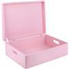Creative Deco XL Rosa Grande Scatola in Legno | 40 x 30 x 14 cm | Coperchio e Maniglie | Cassetta Contenitore Portaoggetti Portagiochi Cofanetto Documenti Attrezzi | Perfetta per Decoupage e Decorare