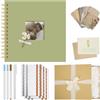 Vienrose Album Fotografico Scrapbook Fai da Te, 20,5 x 20,5 cm DIY Kit Completo con Copertina in Tela, 40 Pagine Bianche Accessori, Regalo per Matrimonio, Nascita, Viaggi, Compleanni, Natale, Verde