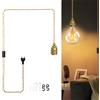 JZCDR Lampada a Sospensione con Spina e Interruttori, 3 Luci Portalampada E27 con Cavo da 6,3 M, Vintage Corda Canapa Lampade a Sospensione per Camera da Letto, Loft, Senza Lampadina
