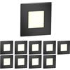 ledscom.de 10 luci LED per scale/faretti da incasso a parete FEX per interni ed esterni, di forma quadrata, neri, 85 x 85 mm, bianco caldo