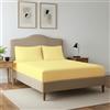 Pizuna Linens Pizuna Set lenzuola con angoli matrimoniali 3 pezzi 160x200cm, 400 fili con raso 100% cotone a fibra lunga 1 lenzuolo con angoli e 2 federe 50x75,Giallo morbido (Biancheria da letto in cotone)