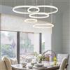 YYUTLUO Lampadario LED Moderno DIY Cerchio | 5 Bianco Anelli :20+40+60+80+100cm=130W | Illuminazione A Sospensione LED In Metallo+Acrilico Telecomando Dimmerabile Lampada Sospensione Soffitto