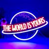 Maimeili Il mondo è tuo Segni al neon per la decorazione del muro Neon Wall Art luci a LED in acrilico con catena sospesa per la decorazione della camera da letto Uomo Cave Bar Pub laureato Festa di nozze 5V