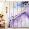 Kzzfqxb 183x183cm Tende da Doccia con Ganci in Plastica, Impermeabile Occluso Viola Blu Marmo Texture Linee Curve Oro Onda oceanica Modello artistico, Tessuto in Poliestere per Vasca da Bagno