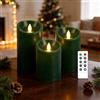 AnnSpa 3 Sets Candela LED Senza Fiamma a Batteria con Telecomando, Cera Vera Mossa tremolante stoppino Sfarfallio Ambra Candele gialla per Regalo e Campeggio Decorazione (Verde)