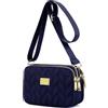WITERY Borsa a tracolla piccola trapuntata per le donne - Borsa a tracolla in nylon impermeabile con cinturino lungo regolabile, Blu zaffiro