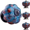 Gangying Pomelli per Mobili Vintage，Pomelli in Ceramica Per Armadietti a Forma di Zucca Pomello Rotondo Vintage Per Casa, Ufficio, Armadio da Cucina, Cassetti e Armadi Blu 4 Pezzi