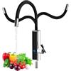 Honeyhouse Rubinetto elettrico da 3000 W, con indicatore di temperatura a LED, rotazione a 360°, rubinetto da cucina, rubinetto in acciaio inox 304, per cucina, bagno, roulotte, campeggio (nero)