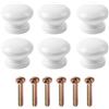 Naseom 6 Pezzi Pomelli per Armadi, Pomelli Rotondi in Legno Maniglie, Pomelli per Mobili con Viti, Pomelli per Cassetti, per Porta, Guardaroba, Armadi e Cassetti, Accessori Mobili (Bianco)