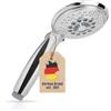 Intirilife Soffione doccia a mano con 5 funzioni in argento - Soffione doccia universale con funzione water stop ecologica