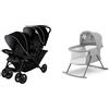 Graco Stadio Duo Click Connetti Tandem Doppio Passeggino, Nero/Grigio - 13790 g & Kinderkraft Lettino da Campeggio LOVI, Culla a Dondolo, Cappottina, Materasso, 0-15 Kg, Grigio