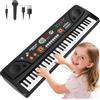 QiquBox 61 Tasti Pianoforte Tastiera per Bambini Principianti Elettronica Pianoforte con Schermo LCD Microfono Musicale Giocattolo per Ragazze e Ragazzi di 3 4 5 6 7 8 Anni Regalo
