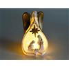 KONTARBOOR - Presepe di Natale, in ceramica bianca e dettagli dorati, con luci LED, 10,5 x 9 x 18 (H)