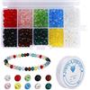 ISIYINER Perline Cristallo Sfaccettato 10 Colori 6mm Creazione di Gioielli Fai da Te Perline di Vetro Kit con Filo di Trasparente Elastico per Creazione di Gioielli 700 Pezzi