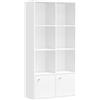 VASAGLE CUSTOS Collezione - Libreria, Scaffale Libreria a 4 Ripiani, Scaffale Portaoggetti, 29 x 65,8 x 130 cm, 2 Scomparti con Ante, per Soggiorno Studio Sala da Pranzo, Bianco Nuvola LBC508WB01