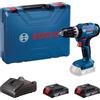 Bosch Professional 18V System Trapano-avvitatore con percussione a batteria GSB 18V-25 (Ø vite max. 10 mm, incl. 2 batterie GBA 18V 2.0Ah, 1 GAL 18V-20, valigetta)