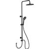 Wenko Sistema doccia Watersaving, asta doccia in acciaio inox con soffione doccia a pioggia a risparmio idrico e doccetta a mano, collegamento semplice a rubinetti, regolabile (75-120 cm), nero