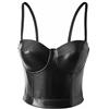 YUROUTEN - Corsetto sexy da donna, in ecopelle, con reggiseno push up crop top, imbottito, gotico, senza pancia, corto, camisole vintage, in pelle, con ferretto, Nero # 1, S