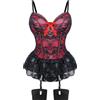 EVELIFE Sexy Lingerie per Le Donne Set di Pizzo Tuta con Calze Strappy Babydoll Biancheria Intima con Reggicalze (Rosso, L)