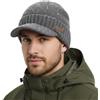 TOP-EX PolarWool Berretto in lana merino con visiera e fodera in pile, taglia M - XXL, impermeabile, unisex, per attività all'aria aperta, idea regalo, Nero , XL/XXL