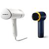 Philips 3000 Series Stiratore Verticale - 1000W, Vapore 20g/min, Piastra Riscaldata, Bianco (STH3020/10) + Philips Pulisci Scarpe - Kit Pulizia Scarpe con 3 Spazzole Intercambiabili, Blu (GCA1000/60)