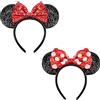 DRESHOW 2 Pezzi Cerchietto con Orecchie da Topo Fasce Orecchie da Topo Cerchietti Carnevale per Donna per Capelli Belle Orecchie da Topo Copricapo Decorazioni