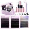 WENDY LASHES Kit Ciglia Finte 40D+50D/80D+100D with Bottom+7D Spike Fans, Curl D 10-18mm Mix, Include Bond & Seal, Pinzetta e Spazzolino - Extension Ciglia Individuali Effetto Wispy Naturale