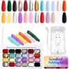 U-Shinein Smalto in Gel Gradient Painting, 24 Colori Ombre con 102 Pezzi di Spugna per Unghie e Pinzetta per Manicure Francese Fai Da Te, Set C