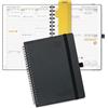 POPRUN Agenda Settimanale 2026 2027 Spirale 22 x 16,5 cm, Weekly Planner 17 Mesi da Ago.2026 a Dic.2027, Righello in Plastica, Copertina Morbida in Pelle Vegana e Carta Spessa da 80 GSM, Nero