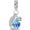 The Charmery Charm a forma di bottiglia di inchiostro e penna d'oca in argento 925, compatibile con ciondoli Pandora, Trollbeads, Chamilia, Biagi e molti altri braccialetti con charm del Regno Unito.