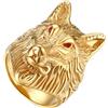 JewelryWe Anello Lupo da Uomo con Zircone: Anello Punk Grande in Acciaio Inossidabile Colore Argento Oro Misura da Scelta