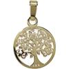 Never Say Never - Ciondolo in oro giallo con albero della vita di 2 cm di diametro, Piatto