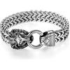 JewelryWe Gioielli Collana Bracciale da Uomo in Acciaio Inossidabile, in Stile Biker, Leone, Catena, Idea Regalo, Colore Argento