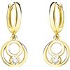 SOFIA MILANI - Orecchini da Donna in Argento 925 - Placcati in Oro e con Pietra Zircone - Orecchino Pendente a Doppio Cerchio - E2173