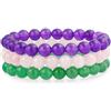 Bling Jewelry Set Di 3 Tinti Viola Ametista Rosa Quarzo Rosa Verde Avventurina 8 Millimetri Palla Perline Pietre Stretch Bracciale Per Le Donne Set