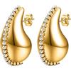 JewelryWe Orecchini Donna a Goccia d'acqua: Orecchini Chunky con Zircone alla Moda in Acciaio inossidabile Regalo Per Lei