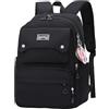 Bansusu Zaini per ragazze in tinta unita per capacità scolastica, borse scolastiche per ragazze adolescenti zaino casual, B-nero, B, Zaino daypack