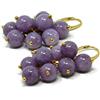 DodiGioielli.it DodiGioielli Orecchini a Grappolo con Pietre di Giada Viola Lavanda, Chiusura in Argento 925 Placcato Oro