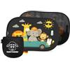 Fluffy's World Parasole auto bambini - UPF50+ anti-UV - DEKRA testato - omologato KBA (autorita federale tedesca) - elettrostatico senza ventose - GSM105+ 44x36 cm - Animali - tendine parasole auto bambini