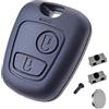 ANGOFIZ Cover chiave telecomando 2 pulsanti senza lama compatibile con Peugeot 106 107 206 206CC 206 Break SW 207 306 + 2 pulsanti interruttore + batteria