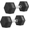 Yaheetech Set di 2 Manubri Esagonali da 5/10 kg, Pesi Palestra in Ghisa Gommata Resistente con Impugnatura Ergonomica Antiscivolo, per Allenamento Completo di Palestra in Casa, Nero (Nero, 2 × 5 kg)