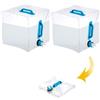 dellyy Tanica per Acqua Pieghevole, 2 PCS 20L Taniche per Acqua Pieghevoli Trasparente, Sacchetto Pieghevole con Rubinetto per Viaggi, Picnic, Campeggio(B2