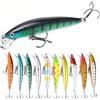 GIEEU Set di 10 Esche Artificiali, Swimbait Galleggianti con Sonagli in Plastica Rigida Realistiche con Occhi 3D Realistici, Raglou Pesca Mare per la Pesca in Acqua Salata e Dolce